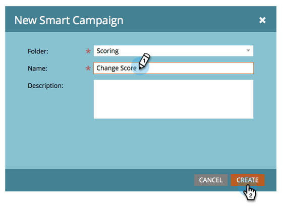 marketo lead scoring - Create button
